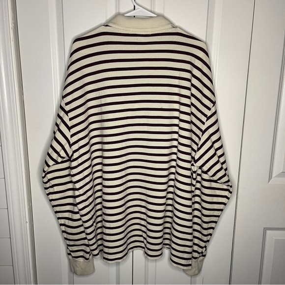 Polo Ralph Lauren Cream With Brown Stripes Long Sleeve Polo Size XXL 2XL Cotton - Picture 2 of 7
